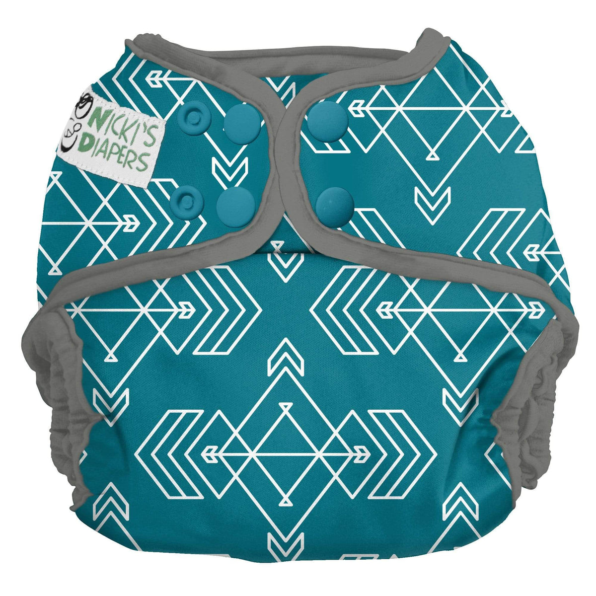 CLEARANCE: Nicki&#39;s Diapers Snap Cloth Diaper Cover One Size / Compass Lagoon
