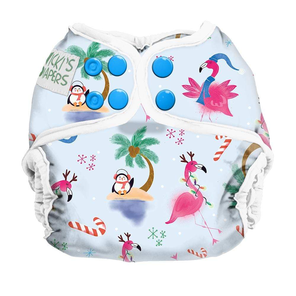 CLEARANCE: Nicki&#39;s Diapers Snap Cloth Diaper Cover One Size / Jingle and Flamingle