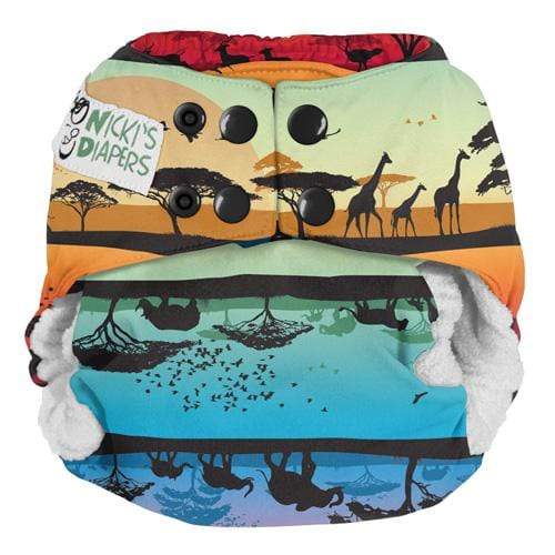 Nicki's Diapers Bamboo Snap All-In-One Diapers Safari Sunset / One Size