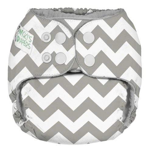 Nicki&#39;s Diapers One Size Snap Pocket Diaper Gray Chevron