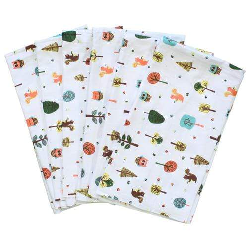 Nicki's Diapers Print Flat Diapers - 6 Pack - Tree Friends