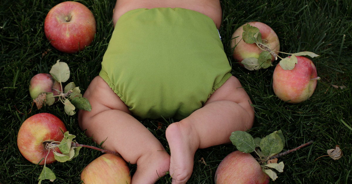 Green Diaper with Apples