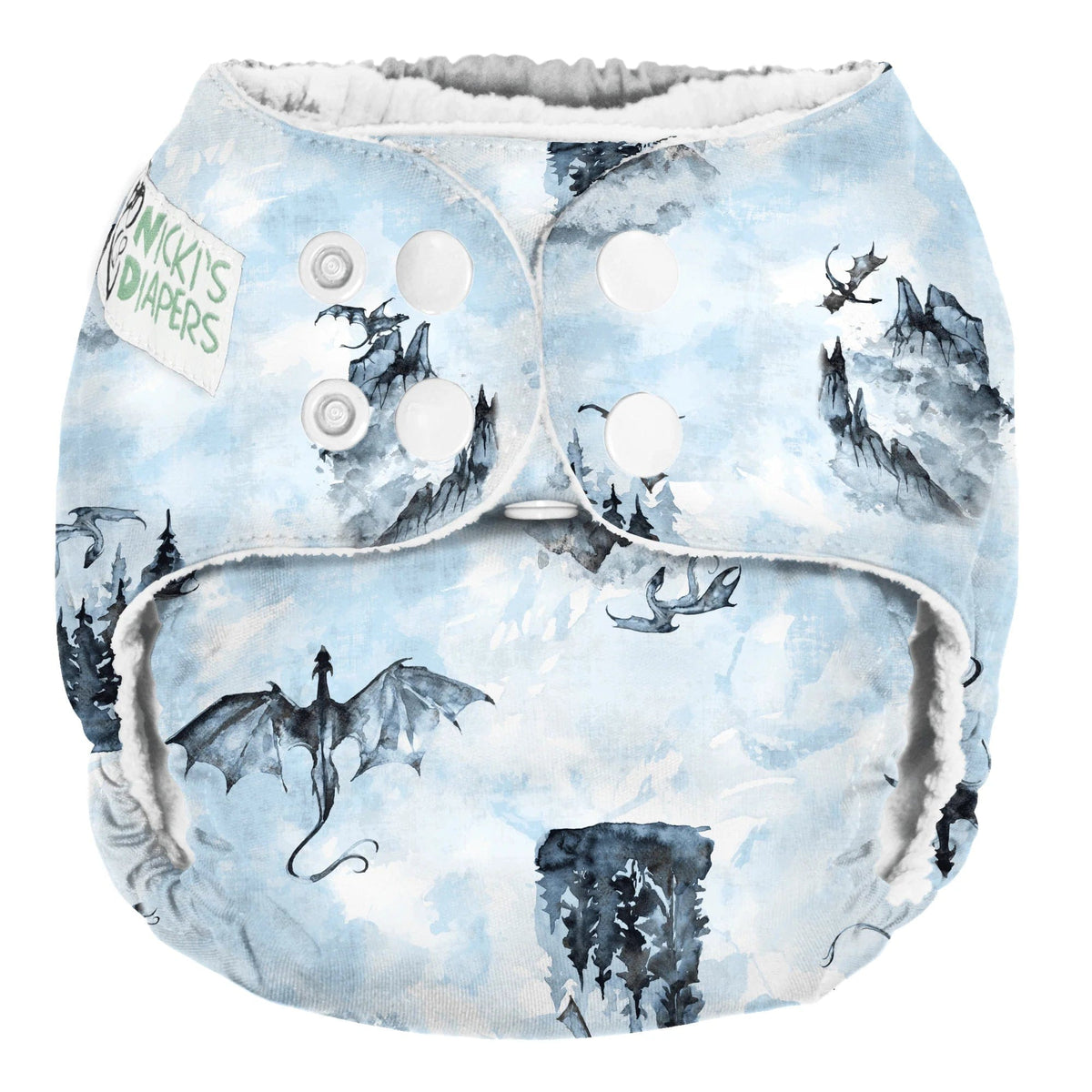 Nicki&#39;s Diapers One Size Snap Pocket Diaper Ice Heart