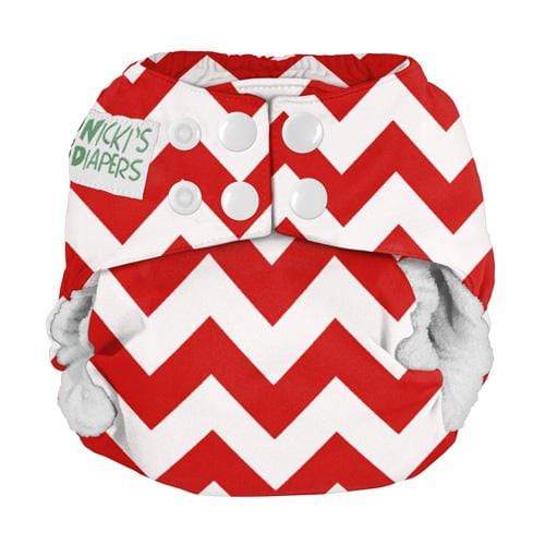 CLEARANCE: Nicki&#39;s Diapers Bamboo Snap All-In-One Diapers Newborn / Candy Cane Chevron