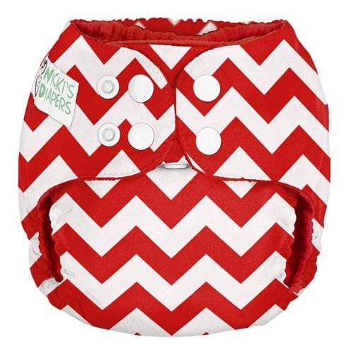 CLEARANCE: Nicki&#39;s Diapers One Size Snap Pocket Diaper Candy Cane Chevron