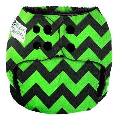 CLEARANCE: Nicki&#39;s Diapers One Size Snap Pocket Diaper Get Slimed Chevron