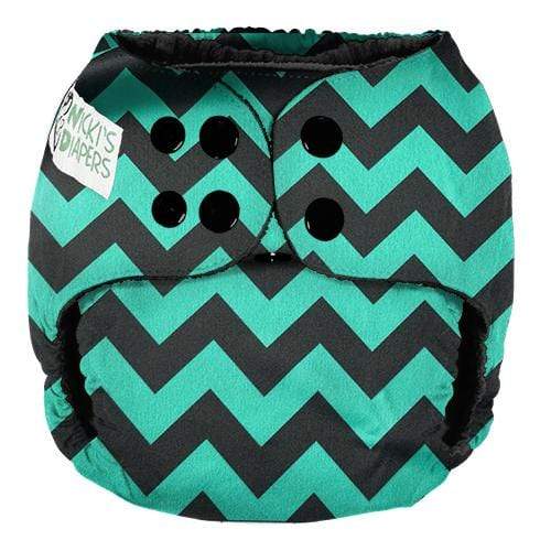 CLEARANCE: Nicki&#39;s Diapers One Size Snap Pocket Diaper Jade Chevron