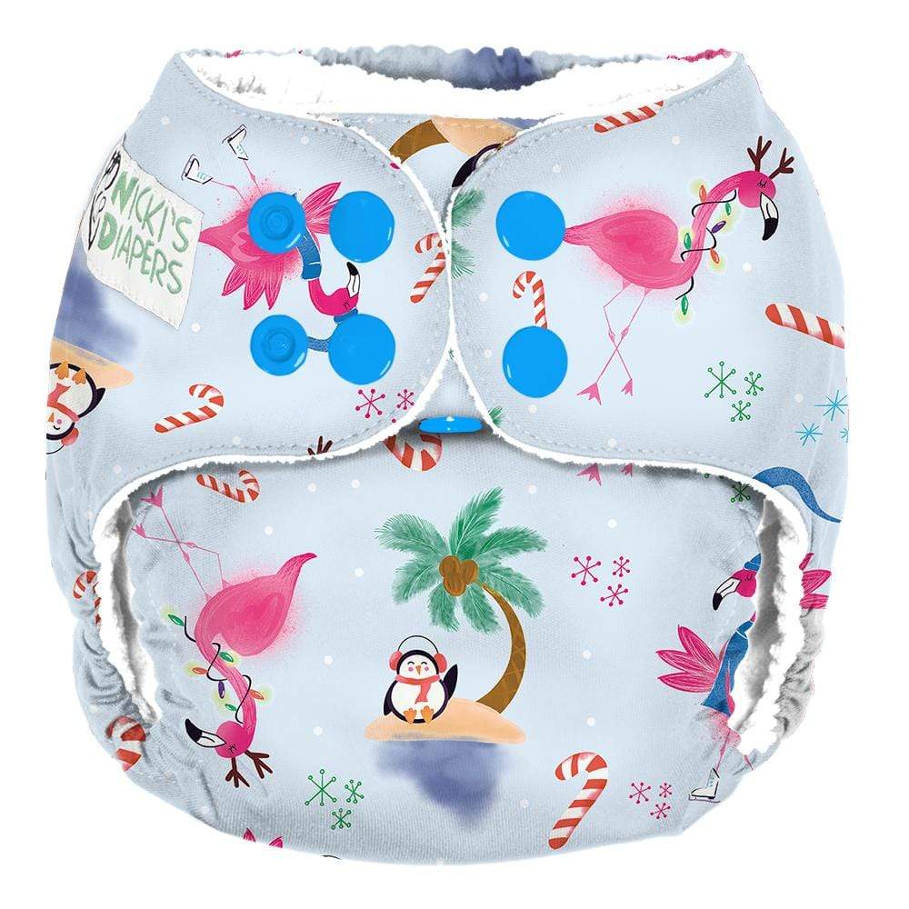 CLEARANCE: Nicki&#39;s Diapers One Size Snap Pocket Diaper Jingle and Flamingle