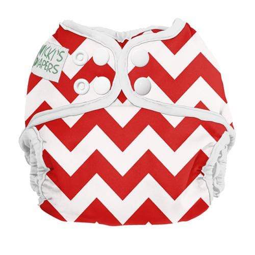 CLEARANCE: Nicki&#39;s Diapers Snap Cloth Diaper Cover Newborn / Candy Cane Chevron