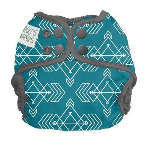 CLEARANCE: Nicki&#39;s Diapers Snap Cloth Diaper Cover Newborn / Compass Lagoon