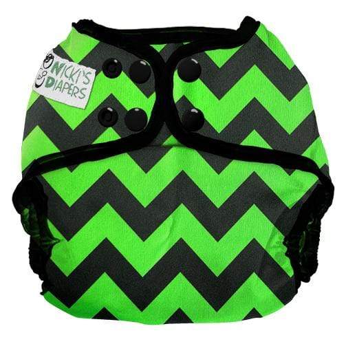 CLEARANCE: Nicki&#39;s Diapers Snap Cloth Diaper Cover Newborn / Get Slimed Chevron