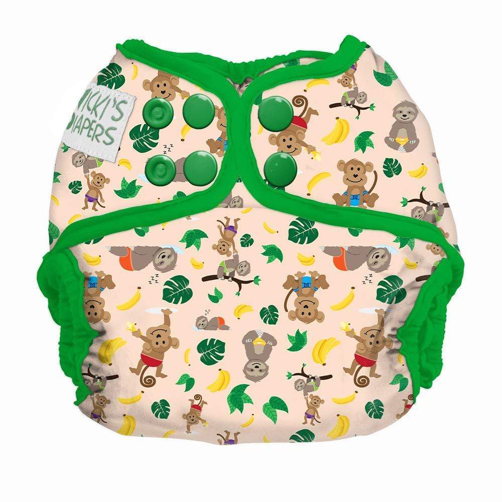 CLEARANCE: Nicki&#39;s Diapers Snap Cloth Diaper Cover Newborn / Jungle Pals