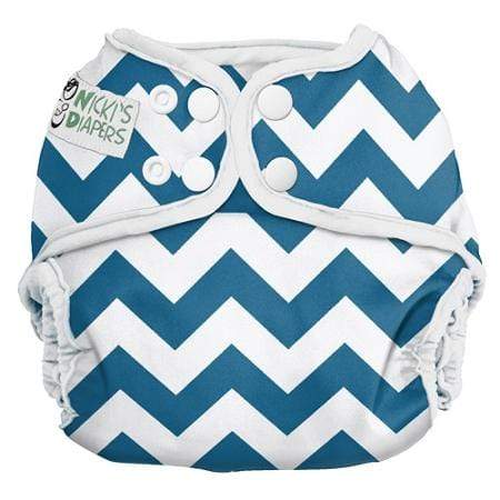 CLEARANCE: Nicki&#39;s Diapers Snap Cloth Diaper Cover One Size / Blue Razz Chevron