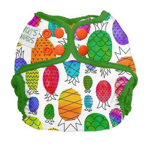 CLEARANCE: Nicki&#39;s Diapers Snap Cloth Diaper Cover One Size / Pineapple Paradise