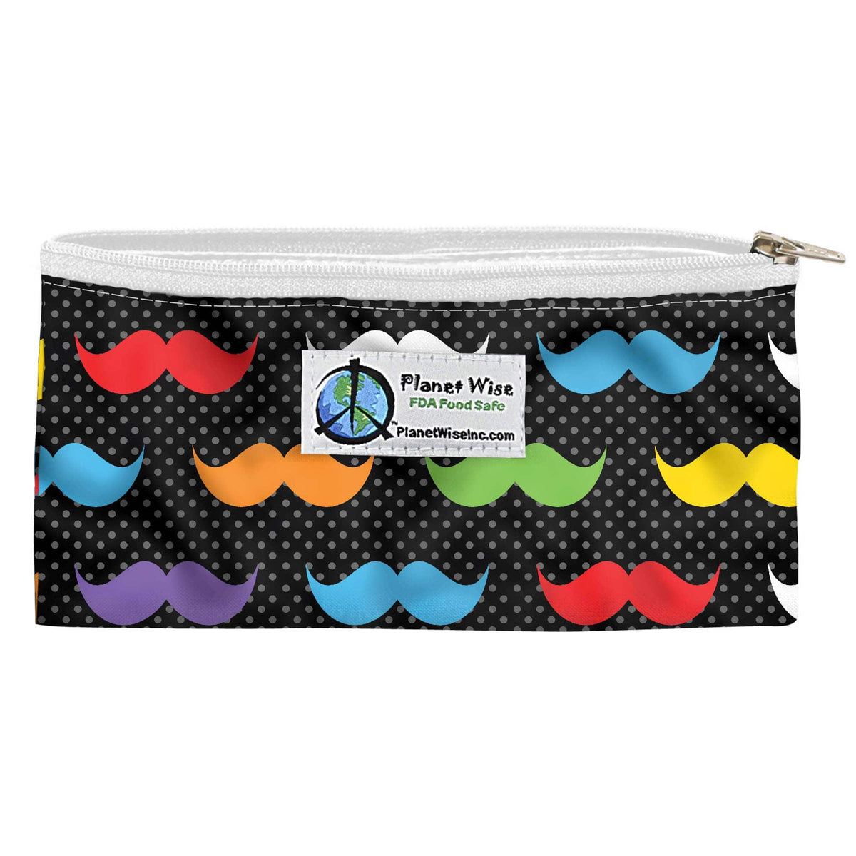 CLEARANCE: Planet Wise Reusable Printed Zipper Snack Bag Diaper &#39;Stache