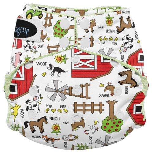 Imagine Baby Bamboo Snap All-In-One Diapers Barnyard Jam / One Size