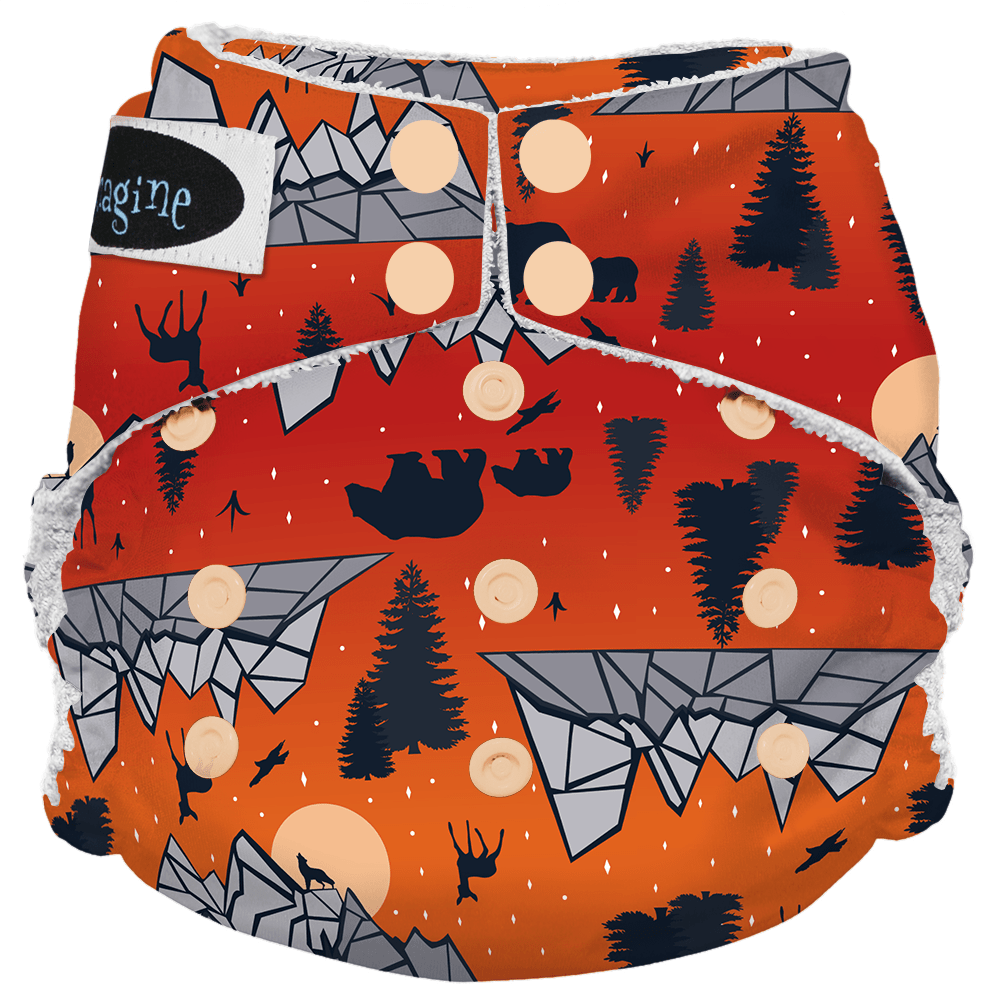 Imagine Baby Bamboo Snap All-In-One Diapers Howl at the Moon / One Size