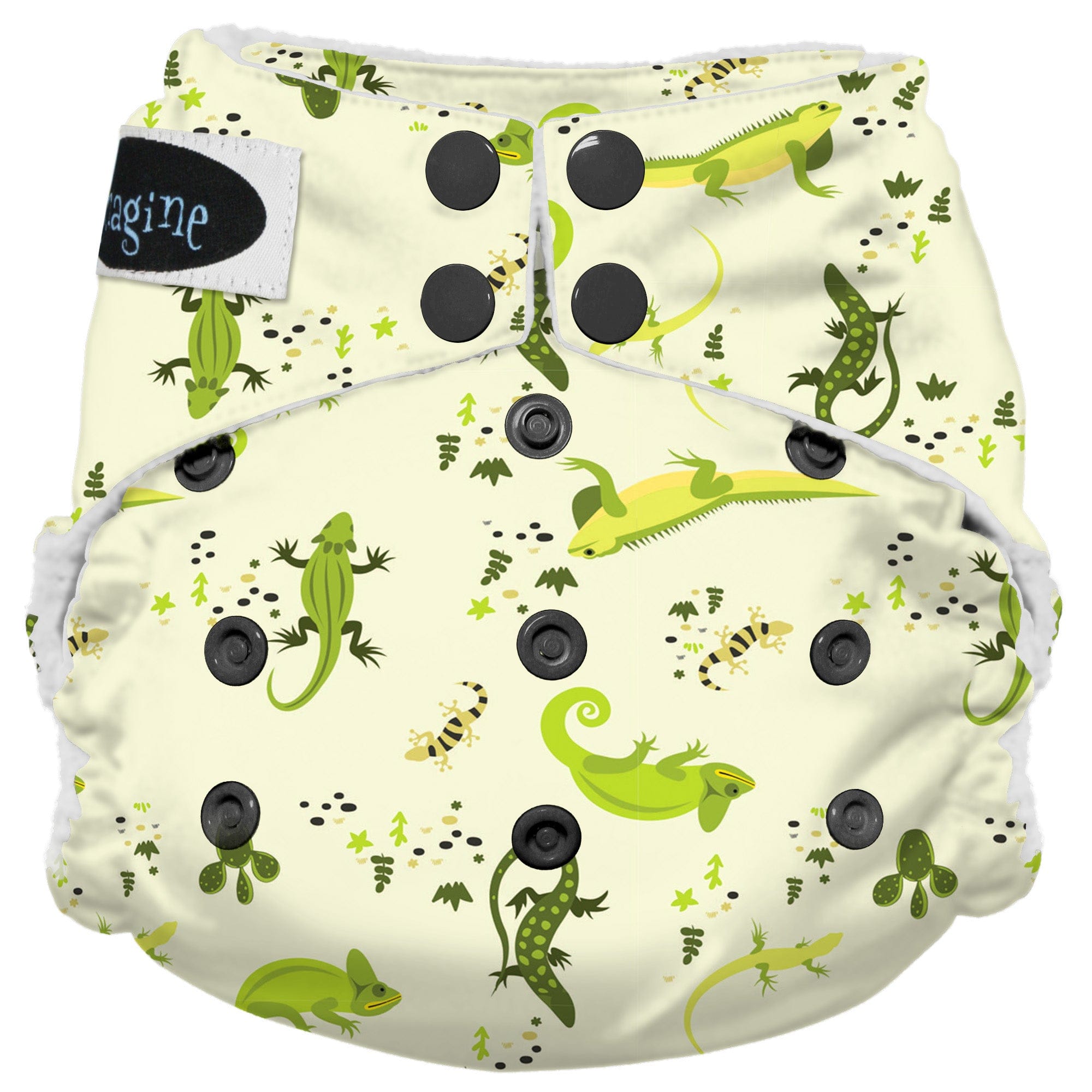 Imagine Baby Stay Dry Microfiber Snap All-In-One Diaper Little Lizards / Newborn