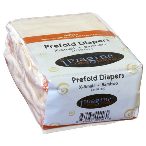 Imagine Smart Fit Bamboo Prefold Cloth Diapers - 6 Pack
