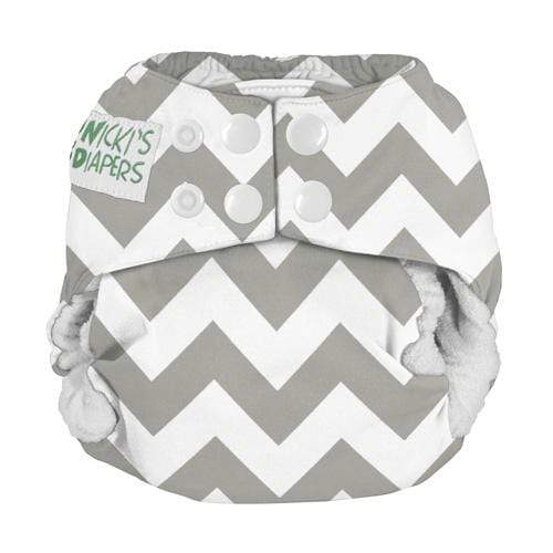 Nicki's Diapers Bamboo Snap All-In-One Diapers Newborn / Gray Chevron