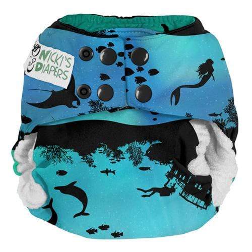 Nicki's Diapers Bamboo Snap All-In-One Diapers Underwater World / One Size