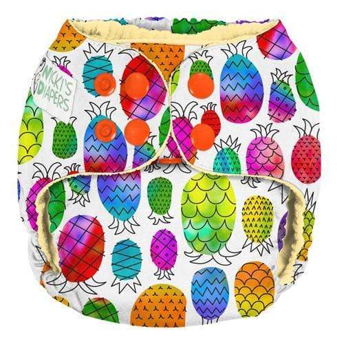 Nicki's Diapers One Size Snap Pocket Diaper Pineapple Paradise