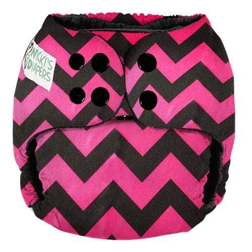 Nicki&#39;s Diapers One Size Snap Pocket Diaper Poppin Pink Chevron