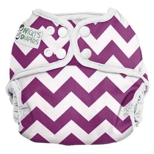 Nicki&#39;s Diapers Snap Cloth Diaper Cover One Size / Grape Chevron