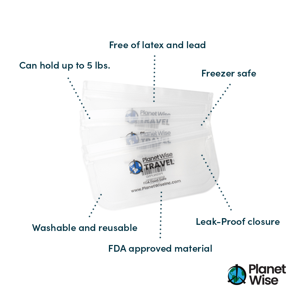 Planet Wise Leak-Proof Snack Bag 3-Pack - Clear